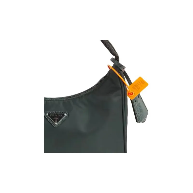 PRADA Re-Edition Recycled Nylon Patchwork Fabric Handbag Shoulder Bag Women's Dark Green-1
