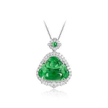 Artisan Lock Heart Jade Ice Glutinous Jadeite Necklaces Women's