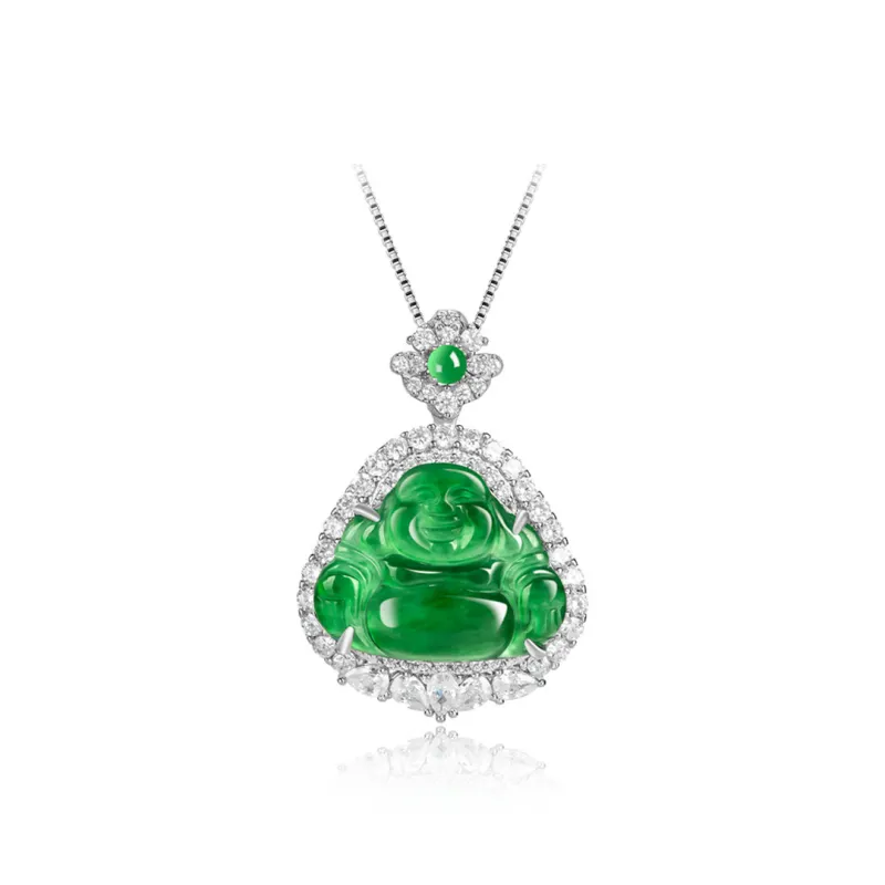 Artisan Lock Heart Jade Ice Glutinous Jadeite Necklaces Women's-0