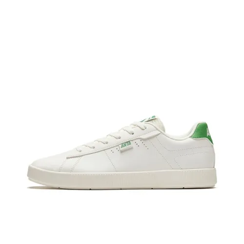 ANTA Skateboard Shoes Men Low-Top Ivory White/Track Green