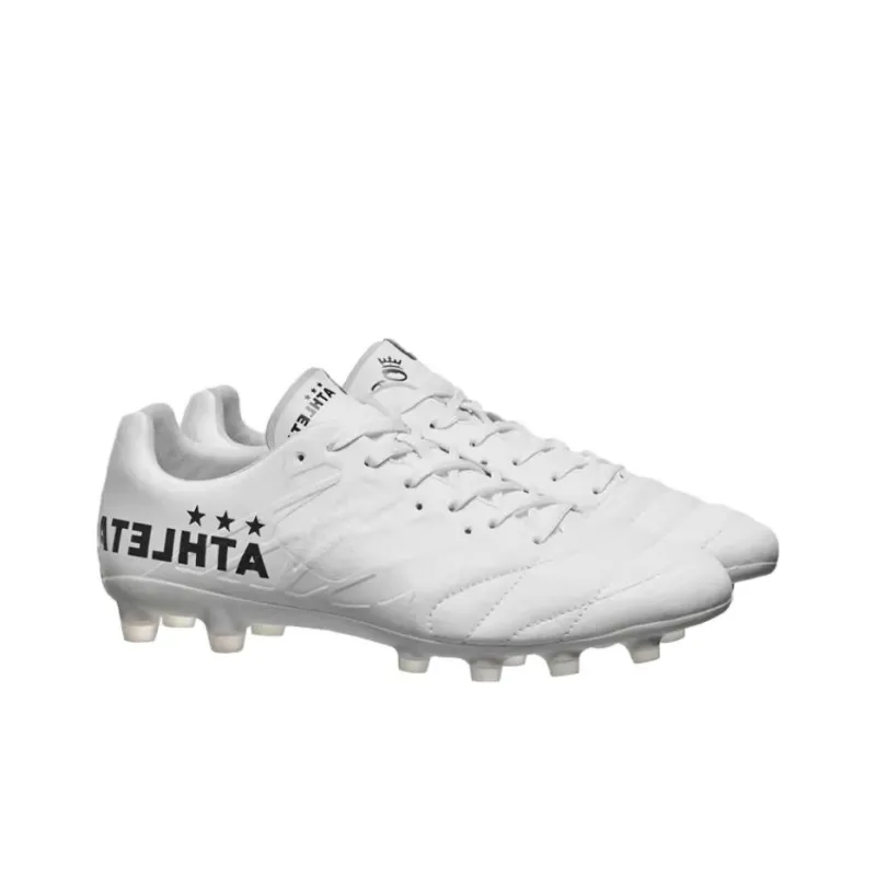 ATHLETA FG Rubber Long Studs Natural Ground Anti Slip Wear Resistant Soccer Shoes Men's White-2