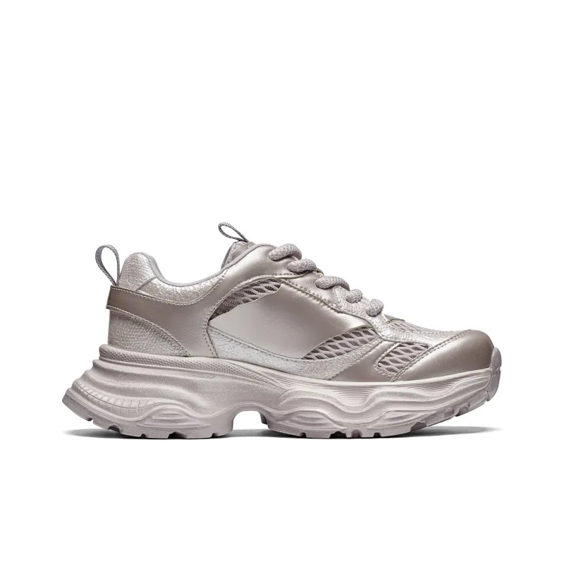 Kappa Anti Slip Wear Resistant Low Top Chunky Sneakers Women's Gold-2