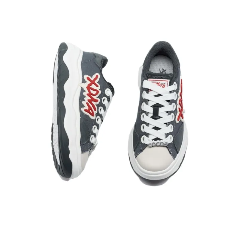 XTEP Cushioning Wear Resistant Low Top Skateboard Shoes Women's Charcoal Gray-3