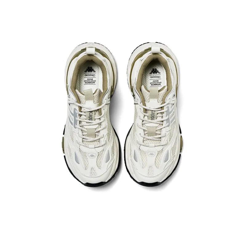Kappa Augustus Slip Resistant, Abrasion Resistant, Breathable Low Top Chunky Sneakers Unisex White Silver-3
