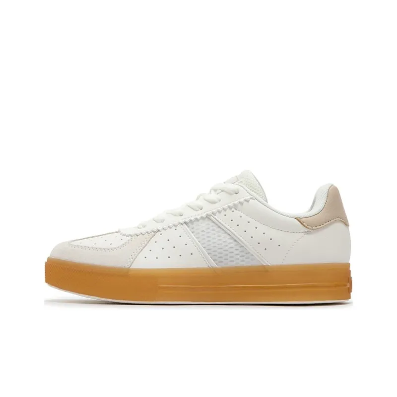 361° Abrasion-Resistant Low-Top Skateboard Shoes Women's White Apricot-0