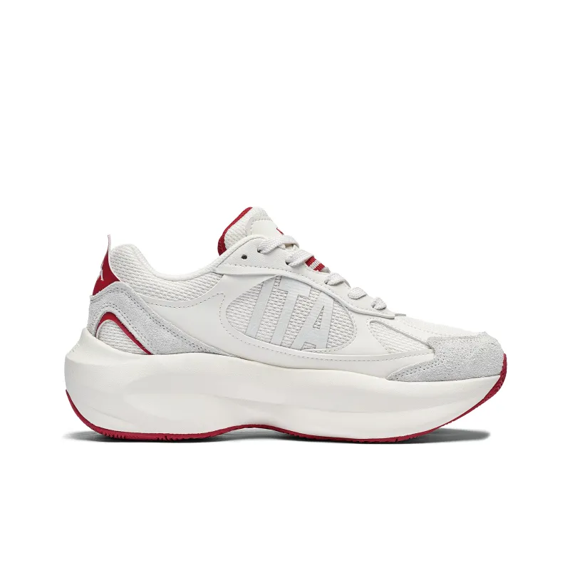 Kappa Abrasion Resistant Slip Resistant Low Top Chunky Sneakers Unisex Winter Day White/Cherry Red-1