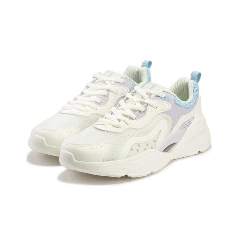 361° Abrasion Resistant Low Top Casual Shoes Women's White Purple-2