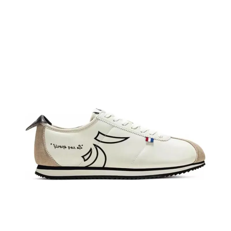 Le Coq Sportif Anti Slip Wear Resistant Low Top Casual Shoes Unisex White Brown-1