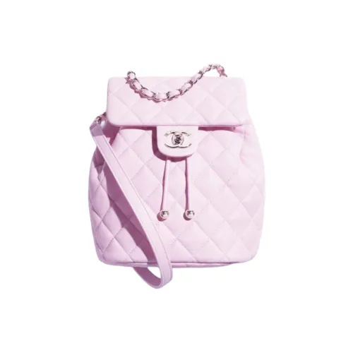 CHANEL Shiny Calfskin Backpack Women's Light Purple