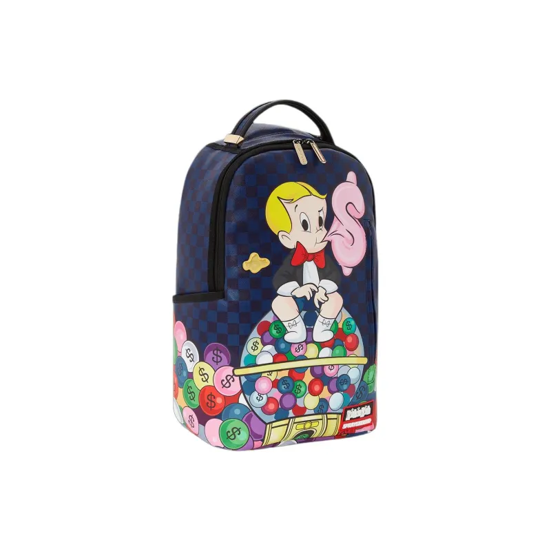 SPRAYGROUND Faux Leather Backpack Unisex Black Blue-2
