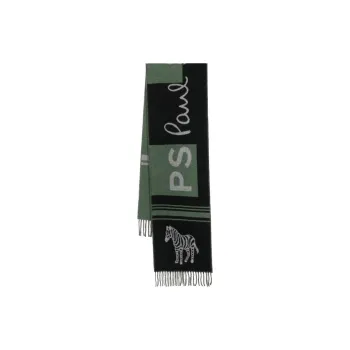 PS Paul Smith Logo intarsia Fringed Scarf