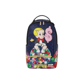 SPRAYGROUND Faux Leather Backpack Unisex Black Blue