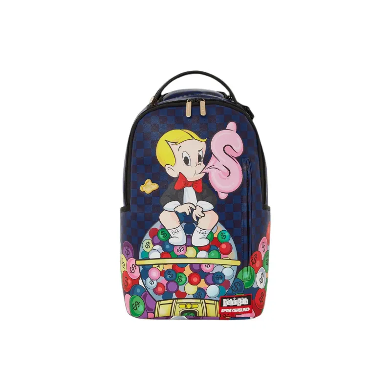 SPRAYGROUND Faux Leather Backpack Unisex Black Blue-0