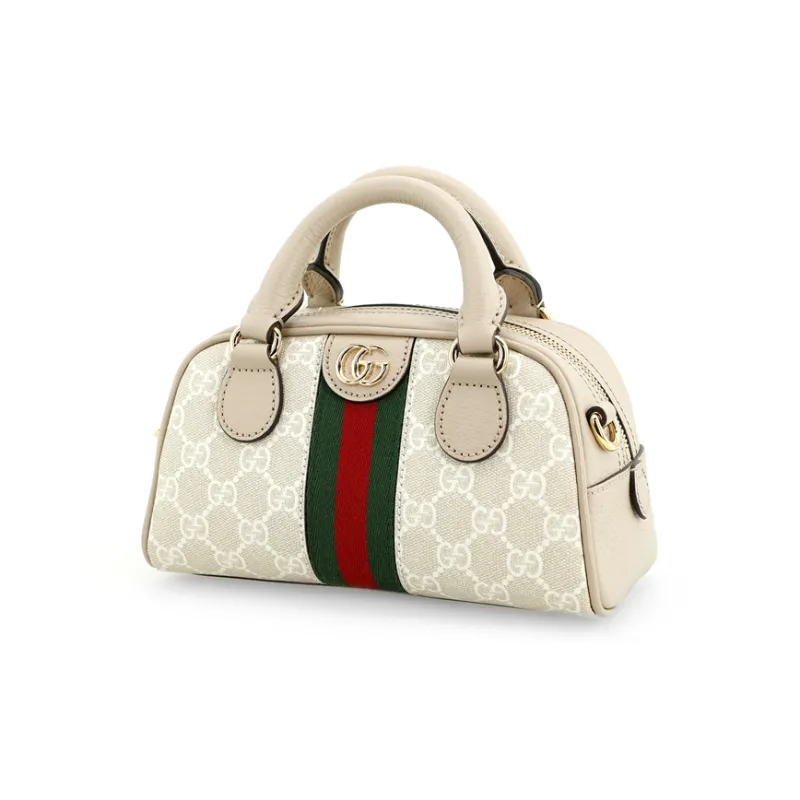 GUCCI Ophidia Canvas With Leather Shoulder Bag Crossbody Bag Handbag Mini Women's Beige-2