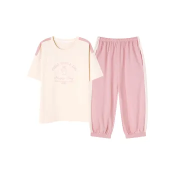 CAIHENGTONG Pajama Set Women's Pink Beige