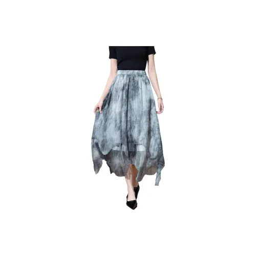 SMEN Casual Long Skirts Women's Gray