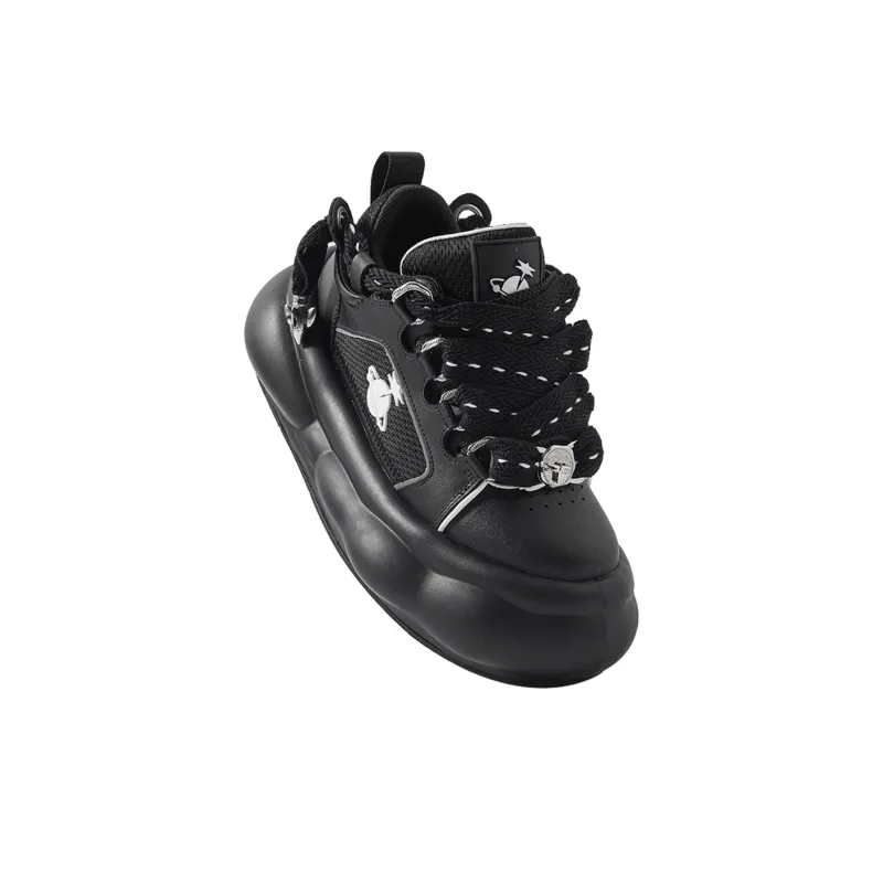 OmniPlanet Cushioning, Abrasion Resistant, Height Increasing Low Top Chunky Sneakers Unisex Black-5