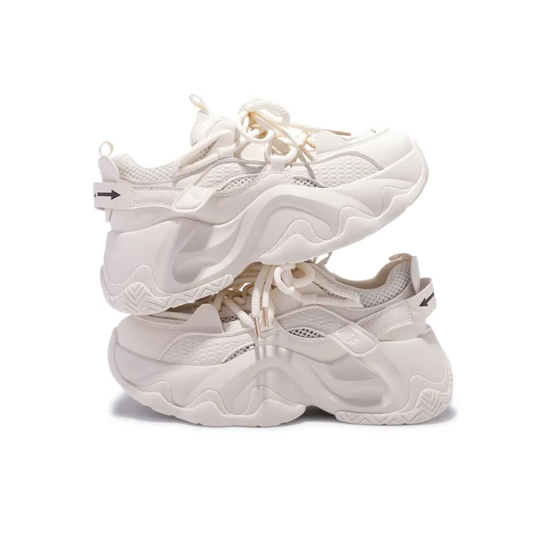 SNXR Anti-Slip Wear-Resistant Waterproof And Breathable Low-Top Chunky Sneakers Women's Beige-40