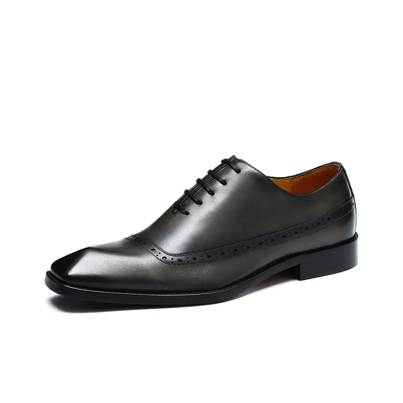ASTON M.JAZZ Dress Shoes Men Low Top Black/Gray/Yellow Brown-7