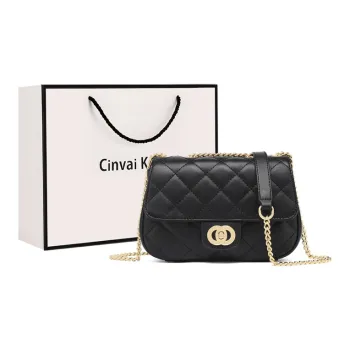Simvay Clos Cow Leather With Synthetic Leather Shoulder Bag Small Size Women's Midnight Black