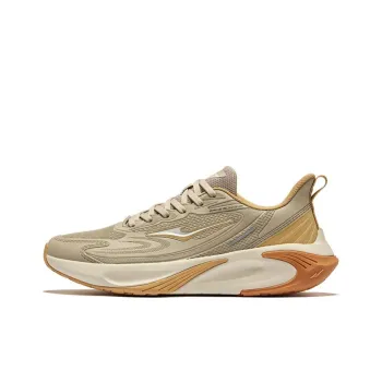 Erke Cushioned Wear-Resistant Breathable Low-Top Sprint Running Shoes Men's Light Linen Neutral Beige Camel