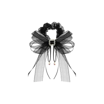 ROYALSASA Silk Chiffon Faux Crystal Hair Tie Women's
