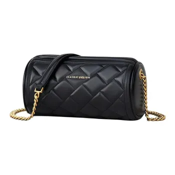 Kevin Cohen Cow Leather Crossbody Bag, Shoulder Bag, Cylinder Bag Regular Women's Elegant Black