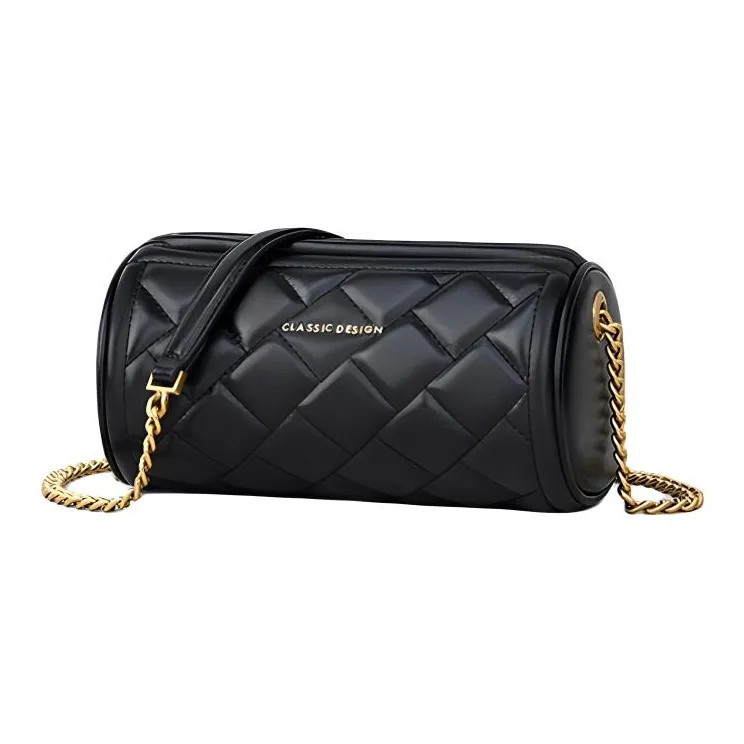 Kevin Cohen Cow Leather Crossbody Bag, Shoulder Bag, Cylinder Bag Regular Women's Elegant Black-0
