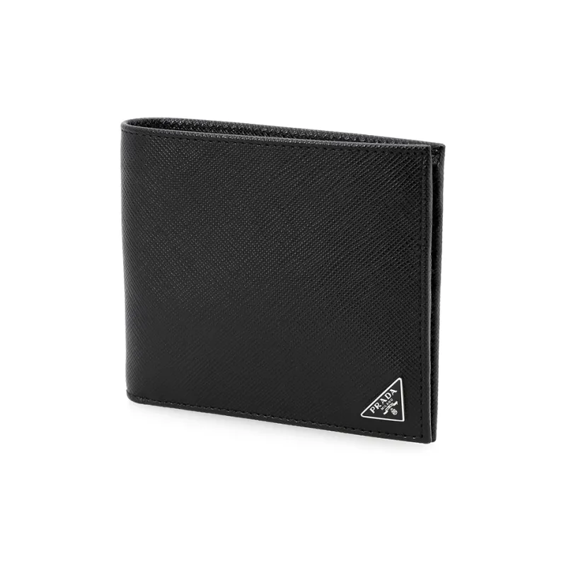 PRADA Leather Wallet Men's Black-3