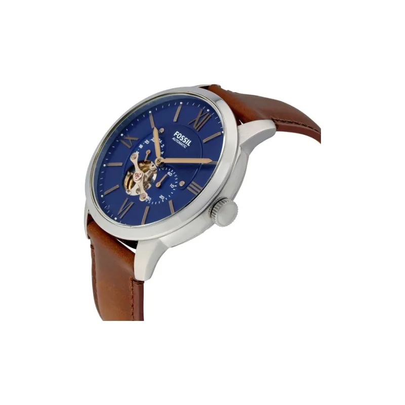 FOSSIL Wrist Watch Automatic Mechanical Movement Leather Watch Bands 44mm Blue Dial Men's Watches-2