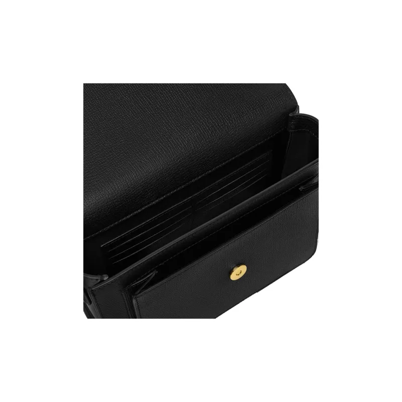 VERSACE MEDUSA BIGGIE Series Goatskin Grain Leather Messenger Bag, Shoulder Bag, Crossbody Bag Men's Black & Gold-3