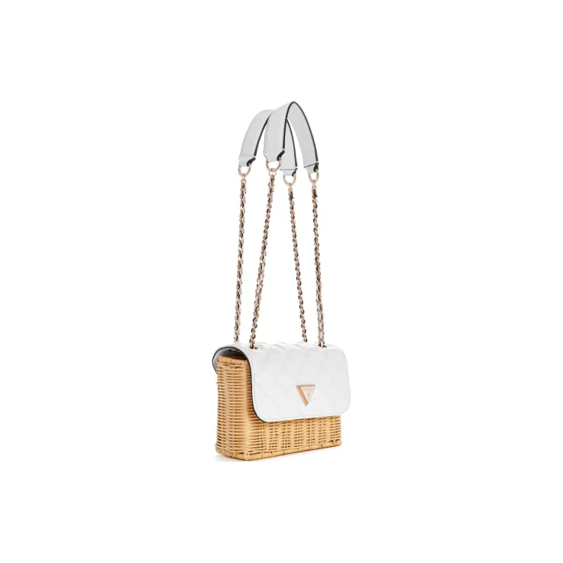 GUESS Faux Leather Shoulder Bag Crossbody Bag Unisex White & Yellow-1