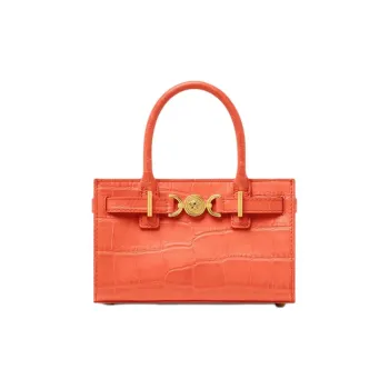 VERSACE Medusa '95 Cow Leather Tote Bag, Shopping Bag, Shoulder Bag, Crossbody Bag, Handbag Mini Women's Coral