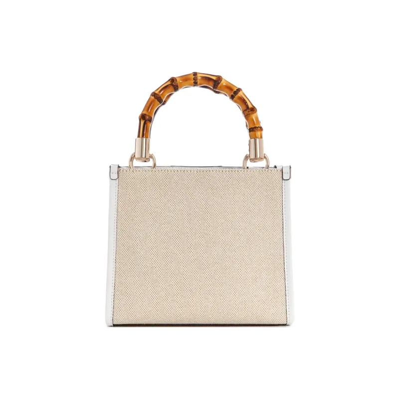 GUESS Canvas Tote Bag Shopping Bag Shoulder Bag Crossbody Bag Handbag Mini Women's White-2