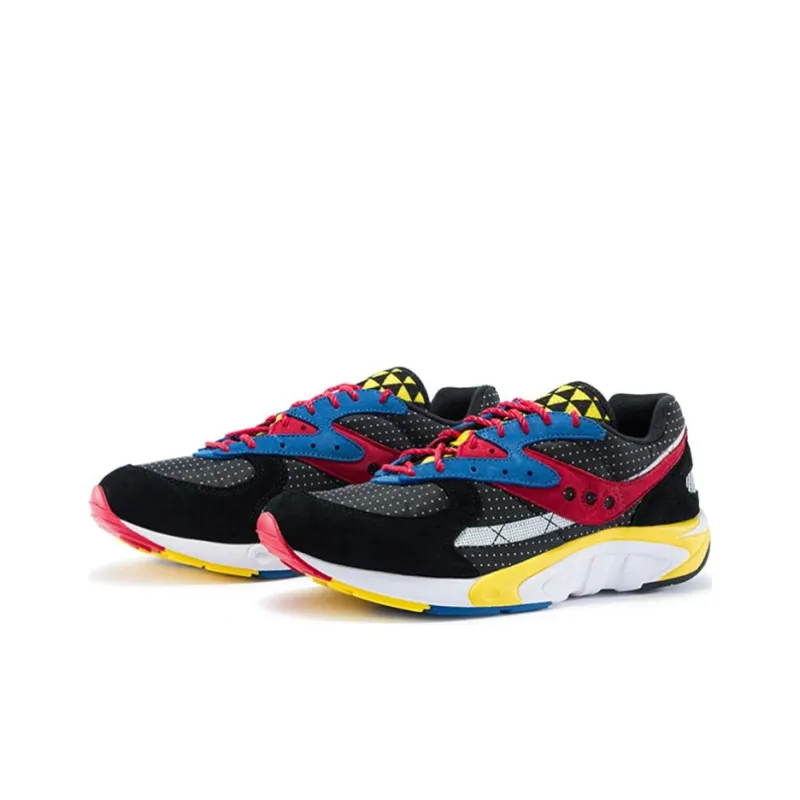 Saucony Aya Cushioning Moisture Wicking Low Top Casual Running Shoes Men's Black Yellow Red-2
