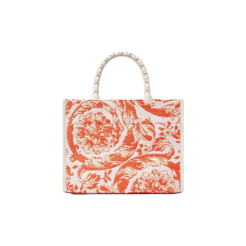VERSACE Barocco Viscose Tote Bag, Shopping Bag, Shoulder Bag, Crossbody Bag, Handbag Trumpets Women's Coral-2
