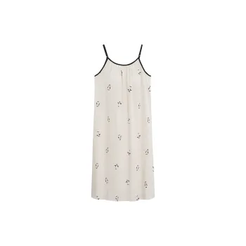 Sha Qian Nightgown Summer Women's Ivory White