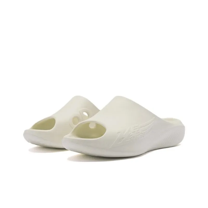 QIAODAN Flying Shadow Slippers 2.0 EVA Cut Out Slip Resistant Abrasion Resistant Slide Slippers Men's Crescent White-1
