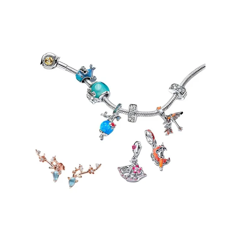 Pandora 925 Sterling Silver, Gold Plated Copper Silver Alloy, Enamel Bracelets Women's Silver-1