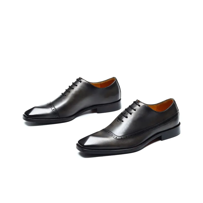 ASTON M.JAZZ Dress Shoes Men Low Top Black/Gray/Yellow Brown-10