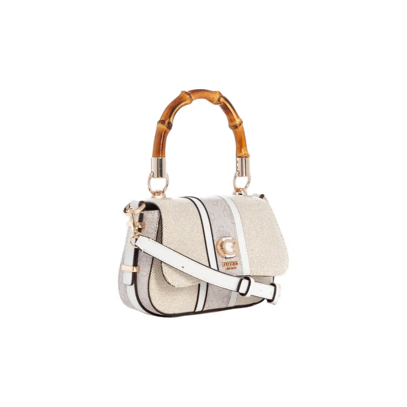 GUESS Canvas With Imitation Leather Trim Shoulder Bag Crossbody Bag Handbag Mini Women's White-1