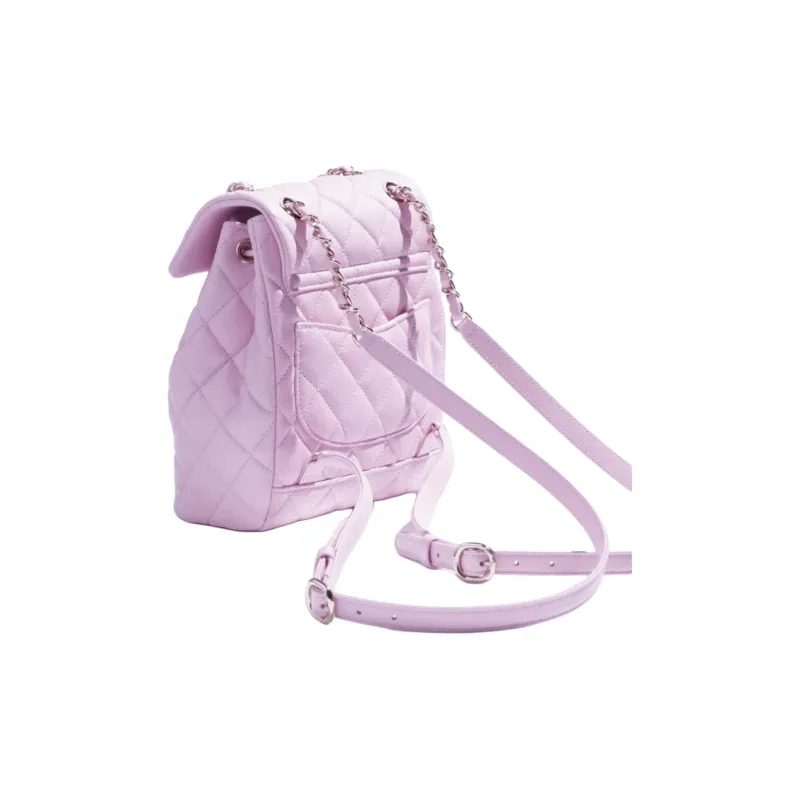 CHANEL Shiny Calfskin Backpack Women's Light Purple-2