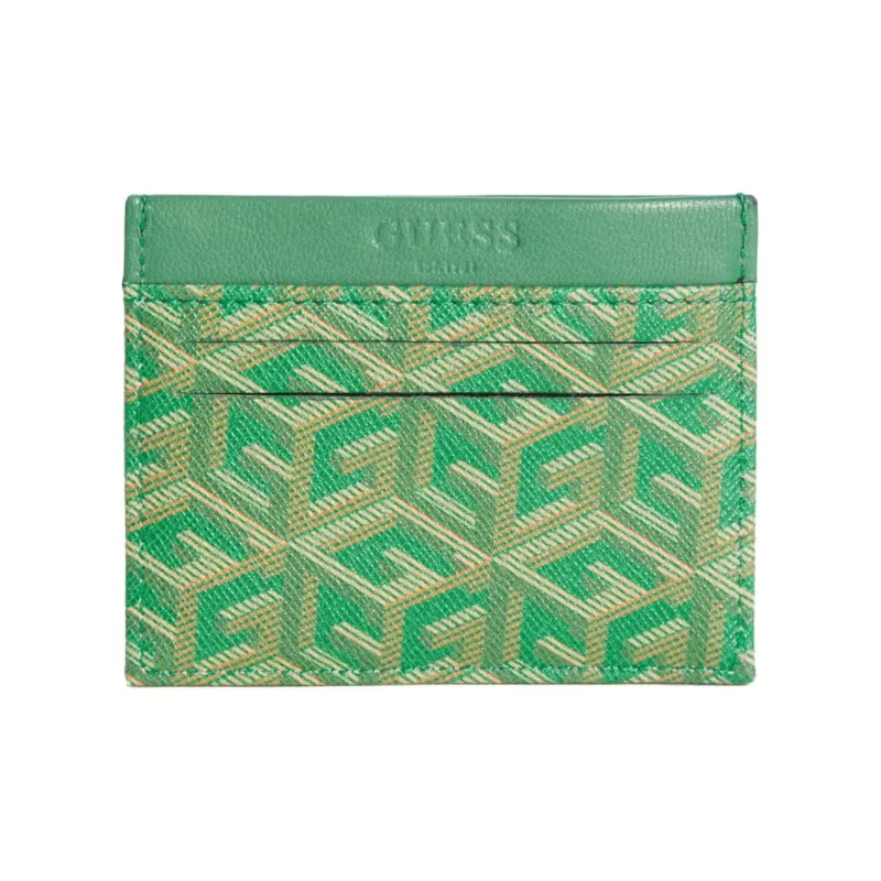 GUESS Imitation Leather Card Holder Men's Green & Yellow-1