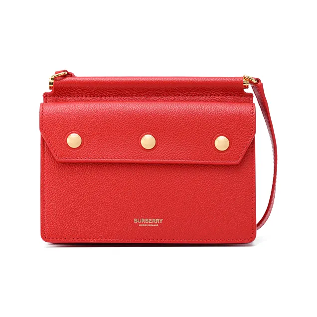Burberry Title Cow Leather Messenger Bag Shoulder Bag Crossbody Bag Mini Women's Red-1