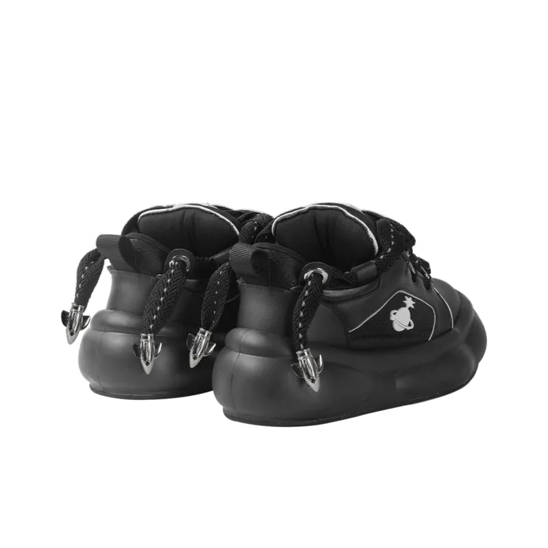 OmniPlanet Cushioning, Abrasion Resistant, Height Increasing Low Top Chunky Sneakers Unisex Black-3