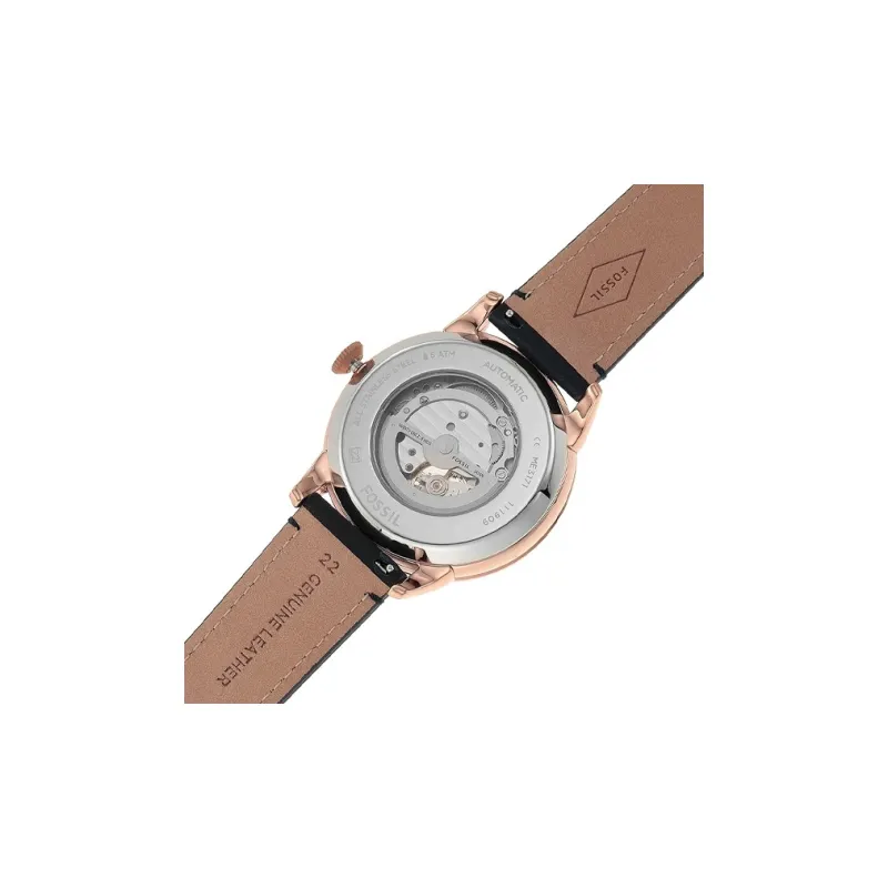 FOSSIL Wrist Watch Automatic Mechanical Movement Leather Strap 44mm White Dial Men's Watches-2