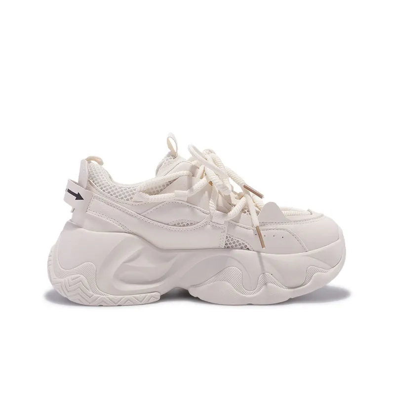 SNXR Anti-Slip Wear-Resistant Waterproof And Breathable Low-Top Chunky Sneakers Women's Beige-37