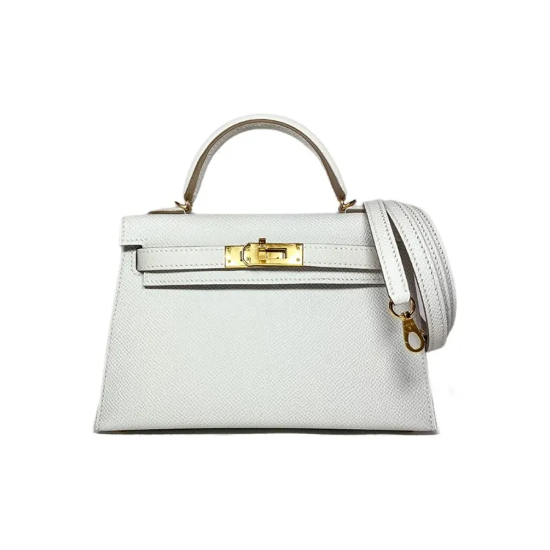 HERMES Mini Kelly Generation 1 Epsom Leather Kelly Bag Handbags Women's M4 Gris Pale Cream Gray-1