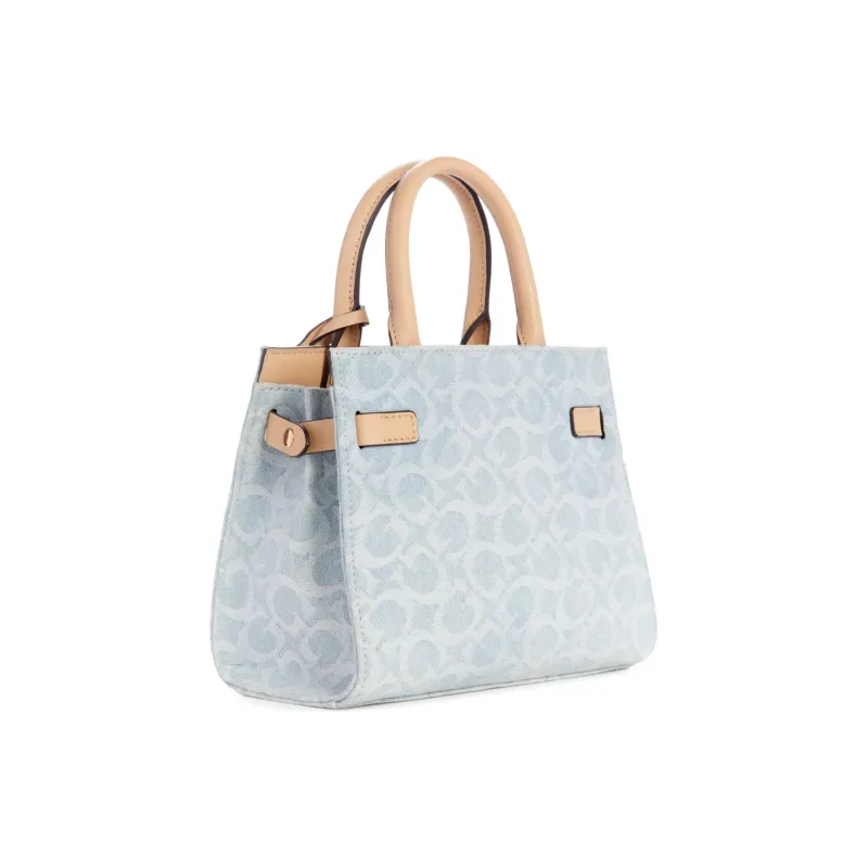 GUESS Denim With Artificial Leather One Shoulder Handbag Crossbody Bag Small Size Women's Blue-1