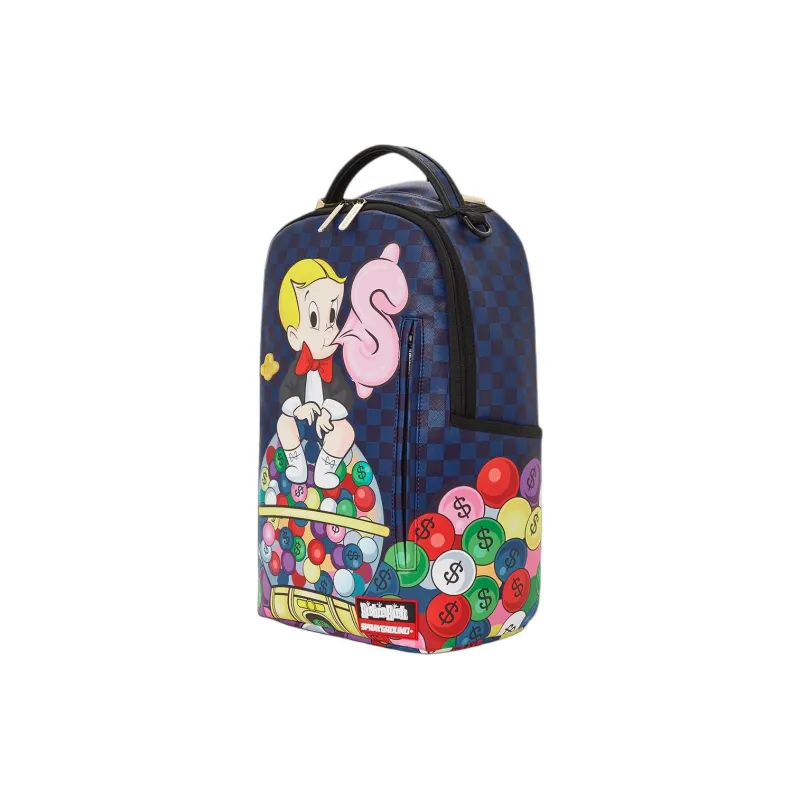 SPRAYGROUND Faux Leather Backpack Unisex Black Blue-1